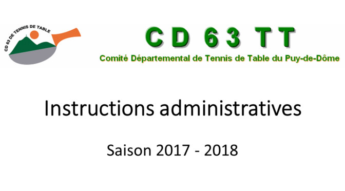 Instructions administratives saison 2017-2018