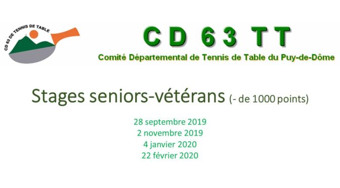 Inscription stage messieurs Seniors-Vétérans 4-01-2020