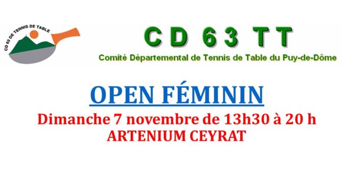 Open Féminin 7 novembre 2021