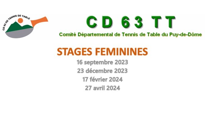 1ER STAGE FEMININ – SAMEDI 16 SEPTEMBRE 23